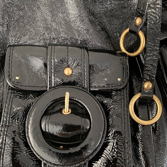 Elliott Lucca- Black Patent Leather Hobo Bag - Picture 7 of 10